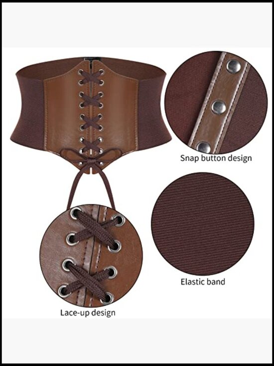 Faux Leather Corset Belt Gauntlet Set Medieval Renaissance Cosplay Accessory main image 5